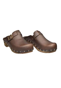 Sanita Clogs Damen Holz Pantolette Wood-Kristel Open Leder 455205W braun