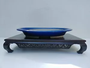 Bonsai Pot Blue Glazed Oval Width 46 cm (18.11 inches). Large - Picture 1 of 13