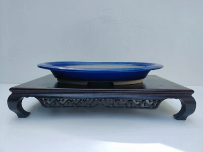 Bonsai Pot Japan Blue Glazed Oval Width 46 cm (18.11 inches). Large - Image 1 of 4