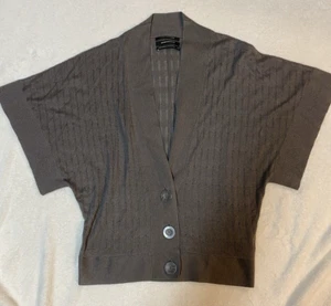 Club Monaco Silk Cashmere Blend V Neck Open Knit Cardigan Grey Size Small #240 - Picture 1 of 8