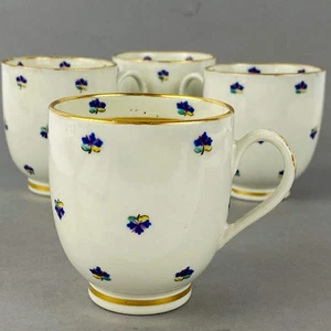 Set of 4 Caughley Cornflower Coffee Cups Gold Gilt 18thc Antique English Porcela - Picture 1 of 20