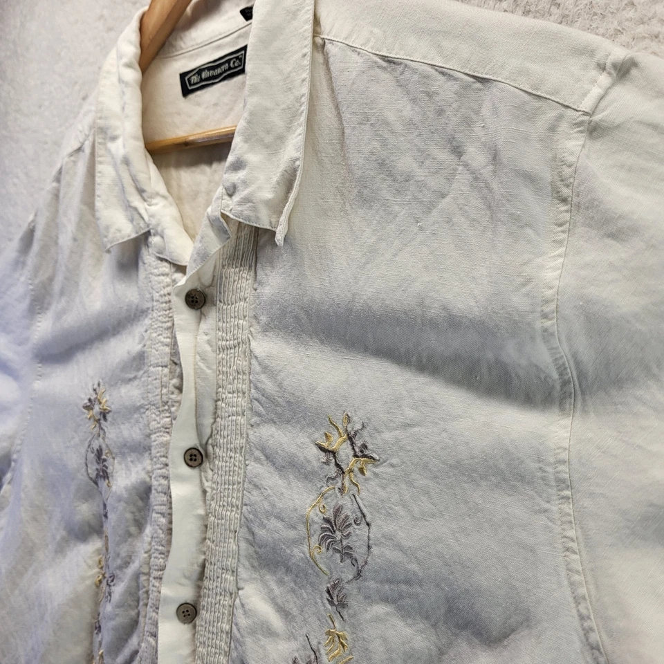 Camisa The Havanera Co Botones Para Hombre XL Beige Bordado Lino Foto 1 de 4