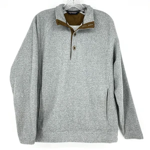 Men's Roundtree & Yorke Quarter Button Pullover Medium Gray Mock Neck Fleece - Picture 1 of 7