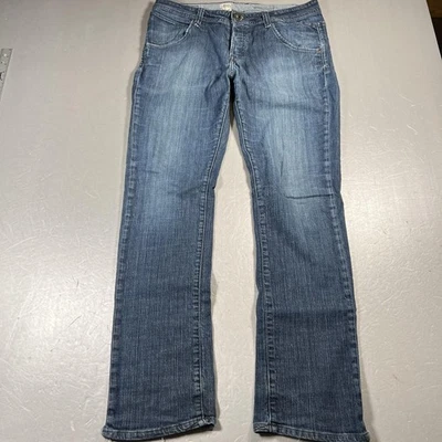 Volcom Jeans Mens 36 Blue Button Fly Straight Leg Denim Distressed Hem - Image 1 of 4