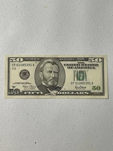Series 2001 $50 federal reserve notes CF01085391A - Picture 1 of 2