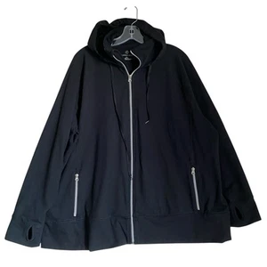 Land's End Hoodie Sweatshirt Full Zip Damen 3X schwarz Daumenloch Stretch Outdoor - Bild 1 von 6