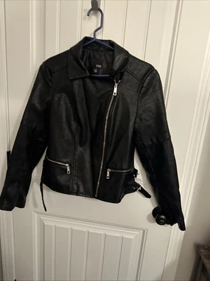 A.N.A. Chaqueta de cuero sintético para motocicleta negra para mujer talla mediana Foto 1 de 4