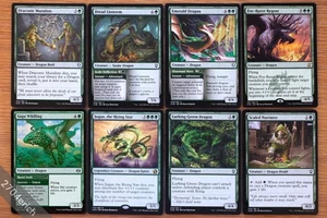 Set of 8 Green Commander Dragons *NM* (Magic the Gathering EDH MTG English) - Picture 1 of 2