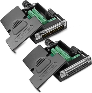 2PCS DB25 Solderless Connector, RS232 D-SUB Serial to 25-pin Port Black - Afbeelding 1 van 6