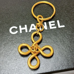 CHANEL Coco Mark Gold Cross Keychain Used From Japan - Picture 1 of 6