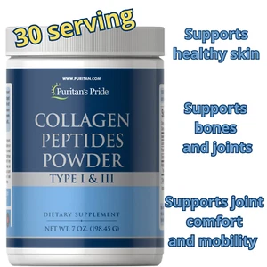 Puritan's Pride Collagen Peptides Powder Type I & III 7 oz /198 g - Picture 1 of 6