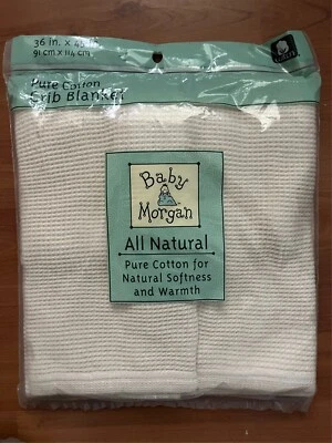 Manta de cuna natural tejida con gofre 36x45 Baby Morgan de colección nunca abierta Foto 1 de 2