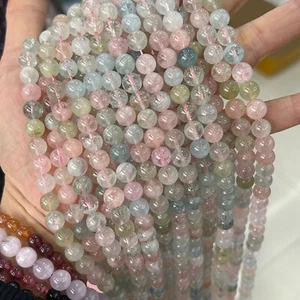 Cuentas de berilo de morganita natural transparente de alta calidad de 4-12 mm para hacer joyas - Imagen 1 de 25