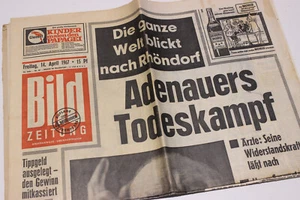 Bildzeitung vom 14.04.1967 * Todeskampf Adenauer Konrad - Bild 1 von 1