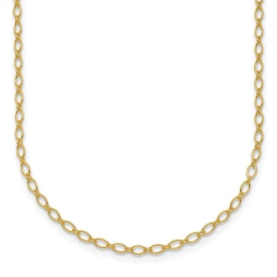 14k Yellow Gold Polished 1.9mm Oval Link Chain Necklace 30" Foto 1 de 4