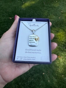 Hallmark Connections Stainless Steel Good Friends Pendant Necklace 18"-20" - Picture 1 of 5