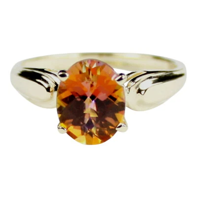 Anillo de mujer Twilight Fire Topacio, oro sólido de 10KY o 14KY, R058 Foto 1 de 4