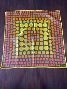 Vera Neumann Scarf 1970s 70s Mod Dot Polka Orange Prink Yellow Square Ladybug - Picture 1 of 6