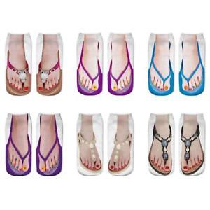 Flip Flop Fun Women's Girl Printed Socks Comfort Slippers Socks Men Novelty NEW