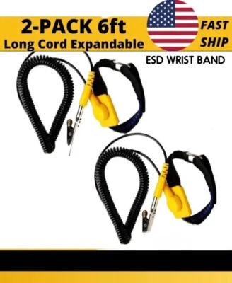 KINGSDUN 2PCS Anti Static Wrist Strap ESD Grounding Electricity Discharge Band Bracelet