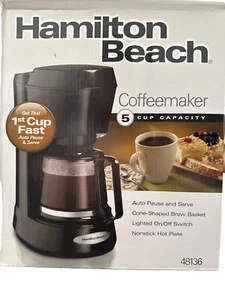 Hamilton Beach Coffeemaker 5 Cup Capacity - Model 48136 Black - Picture 1 of 2