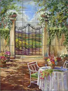 Piastrella toscana backsplash ceramica murale cuoco cortile paesaggio arte GCS041 - Foto 1 di 2