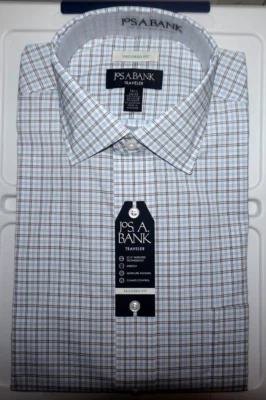 Jos A Bank Traveler Dress Shirt 16.5 - 34/35 Tailored Fit Stretch Check NWT (AY) - Image 1 of 4