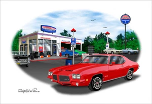 1971 GTO American Gasoline Red Art Print, UNFRAMED - Picture 1 of 1