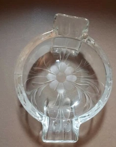 MCM Clear Glass Embossed Round Ashtray - Picture 1 of 2