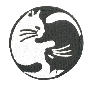 Ecusson Patch Thermocollant chat ying yong noir et blanc - Imagen 1 de 4