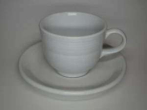 FIESTA Fiestaware Homer Laughlin Coffee Cup Saucer Set WHITE - Picture 1 of 11