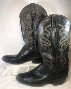 Vintage Cowboy Boots 1980s Dan Post Boots Teju Lizard Cowboy Boots - Men's 9.5D - Picture 1 of 9