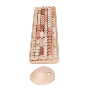 Milk Tea Mixed Color Wireless Keyboard Mouse 104 Keys Ergonomic Cute Desktop HOT - Picture 1 of 24