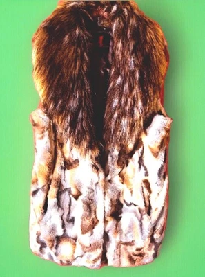 Chaleco Adrienne Landau Imitación Conejo Piel Sintética Cuello Enorme Súper Suave Cálido Usado en Excelente Condición Talla Grande Foto 1 de 4