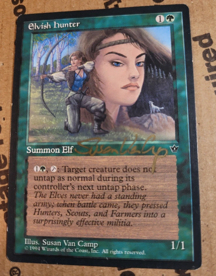MTG - Elvish Hunter * Signed by artist Susan Van Camp * LP Fallen Empires 1994 - Image 1 of 3