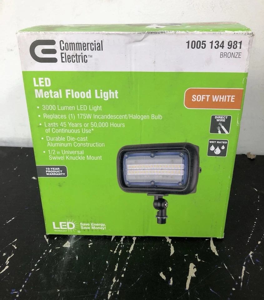 Commercial Electric  30W Line Voltage Bronze LED Wall Wash Landscape Lighting - Image 1 of 1