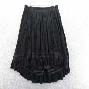 Torrid Crinkle Gauze Hi Low Midi Skirt Size 1X Black Womens Pull On Lightweight - Picture 1 of 13