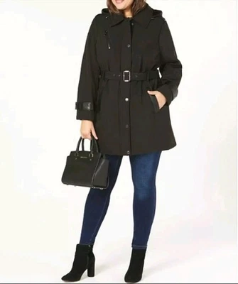 Gabardina para mujer Michael Kors grande gris larga resistente al agua con capucha Foto 1 de 4