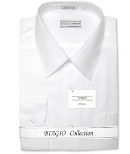 Biagio Mens 100% COTTON Solid WHITE Color Dress Shirt sz 20 36/37 - Picture 1 of 4
