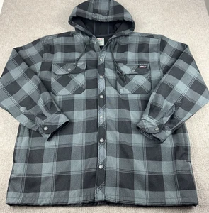 Dickies Flanelljacke Herren 2XL kariert Flanell Kapuze Fleece gefüttert Taschen Druckknopf - Bild 1 von 14