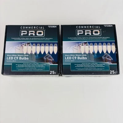 2 Boxes Gemmy Commercial Pro 25 Ct C9 Warm White LED Christmas Light Bulbs - Image 1 of 4