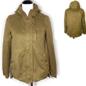 ZARA Green Outwear Puffer Hooded Jacket Size XS Distressed Pockets Full Zip - Picture 1 of 12