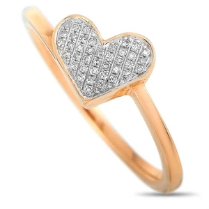 14K Rose Gold 0.09 ct Diamond Heart Ring - Picture 1 of 5