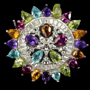 925 Sterling Silver Ring Pear Amethyst 5x3mm Simulated Cz Gemstone Jewelry 8.5 - Picture 1 of 14