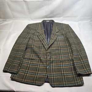 Falcone Mens Sports Coat Plaid Wool (Size Through Measurements 46L) - Picture 1 of 10
