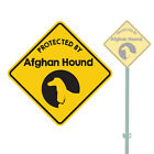 BEWARE OF THE DOG PROTECTED BY AFGHAN HOUND HEAVY DUTY ALUMINUM SIGN 11" x 11"
