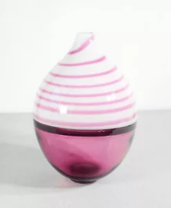 ⚜️ VASO DESIGN PAOLO CREPAX VETRO SOFFIATO MURANO INCALMO ROSA GRANDE GLASS ART - Foto 1 di 10