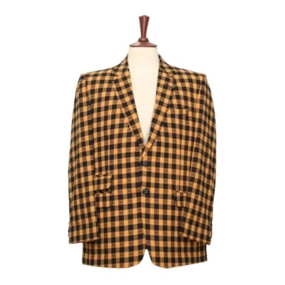 Blazer Para Hombres 44R Naranja Negro Cuadros Lana Abrigo Deportivo Boda Fiesta Chaqueta Formal Foto 1 de 4