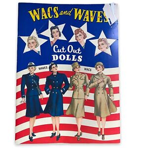 Vtg Paper Dolls Original 1943 WACS and WAVES Whitman WWII Military UNCUT Reprod