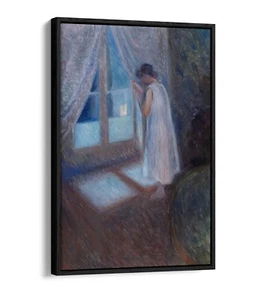 EDVARD MUNCH, THE GIRL BY THE WINDOW -FLOAT EFFECT CANVAS WALL ART PRINT - Picture 1 of 12